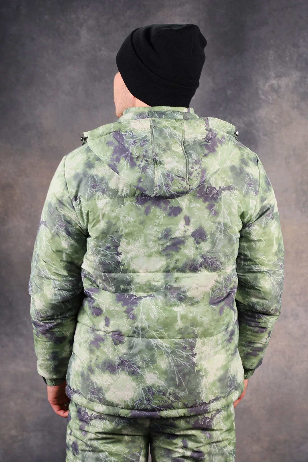 Куртка Винтер с капюшоном на синтепоне унисекс, с полной запечаткой "Camouflage"#4