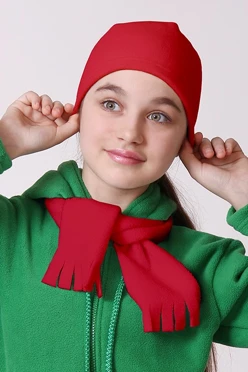 Купить шапку флисовую детскую красную (однослойную)