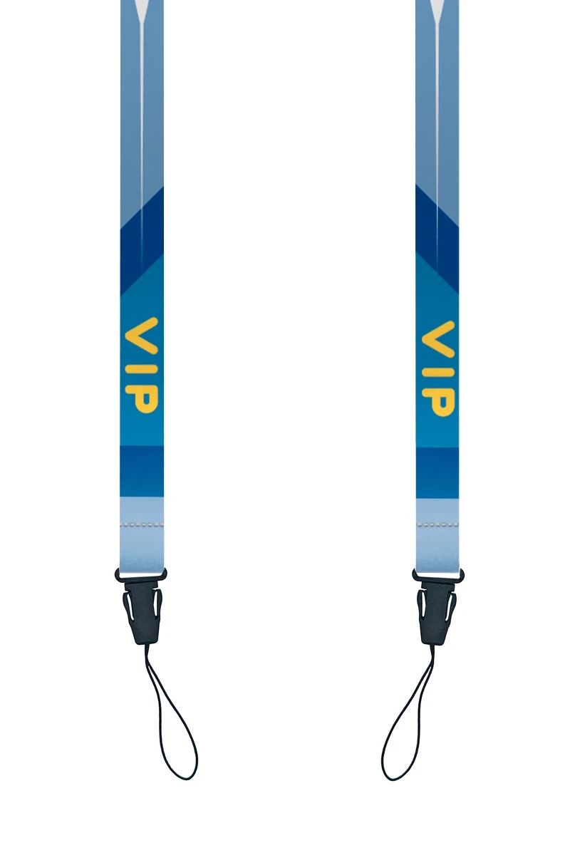 Купить ленту для бейджа атлас ширина 1,5 см, с фастексом, с печатью "VIP"