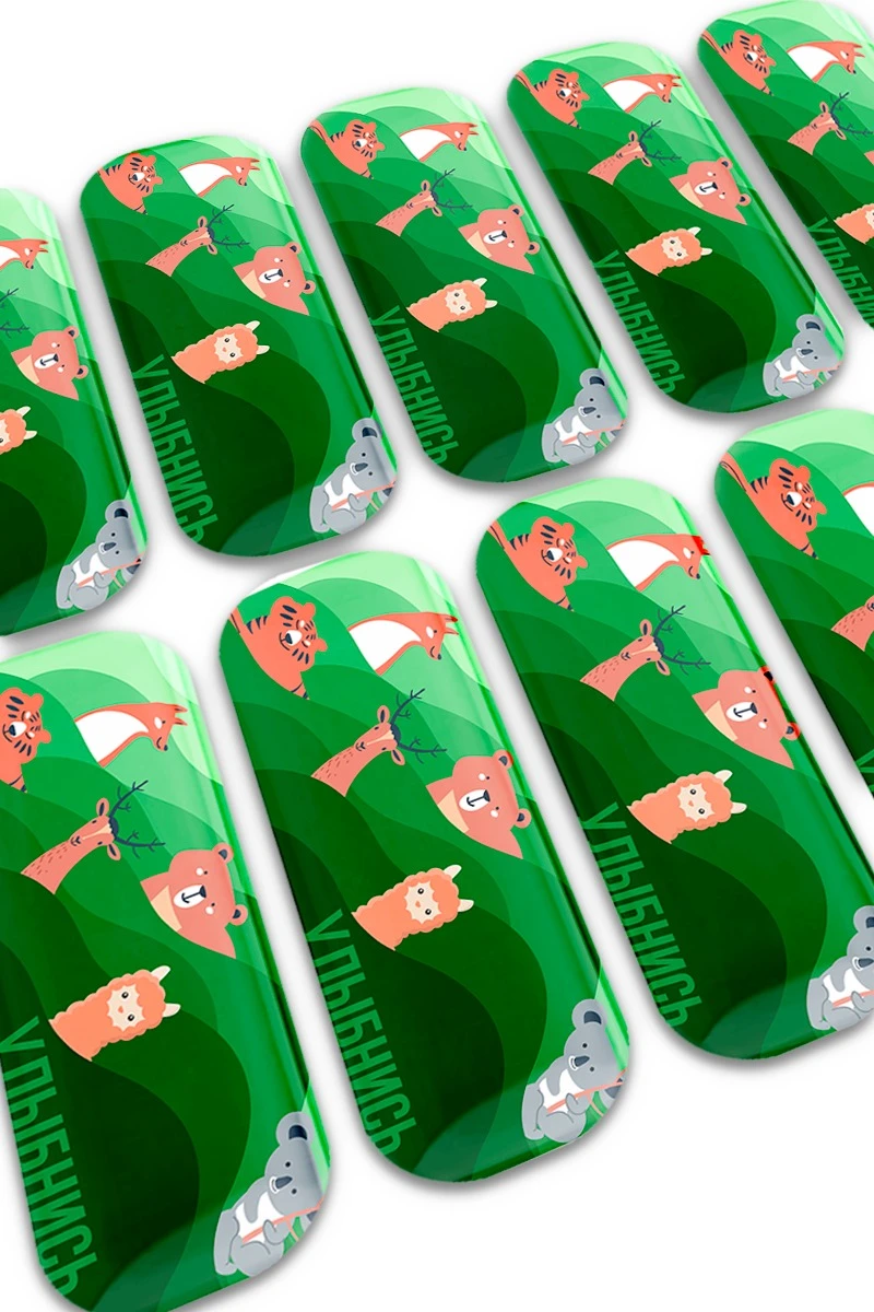 Купить наклейку заливную 2х5 см прямоугольник, с нанесением "Улыбнись"