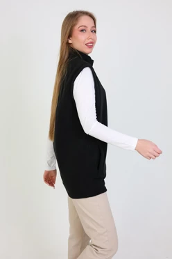 Жилет Браво флисовый без капюшона унисекс, однотонный черный#2