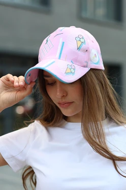 Купить бейсболку Кэтчер взрослую с полной запечаткой "Pink Icecream"