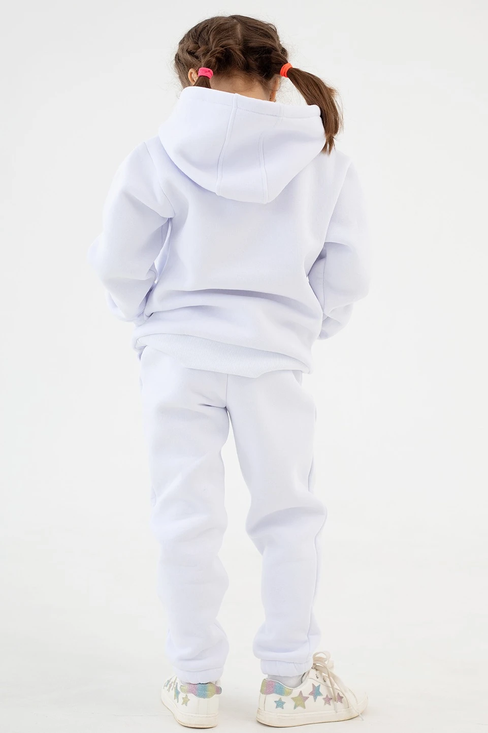 Брюки Хит из футера с начесом детские, однотонные белые#1
