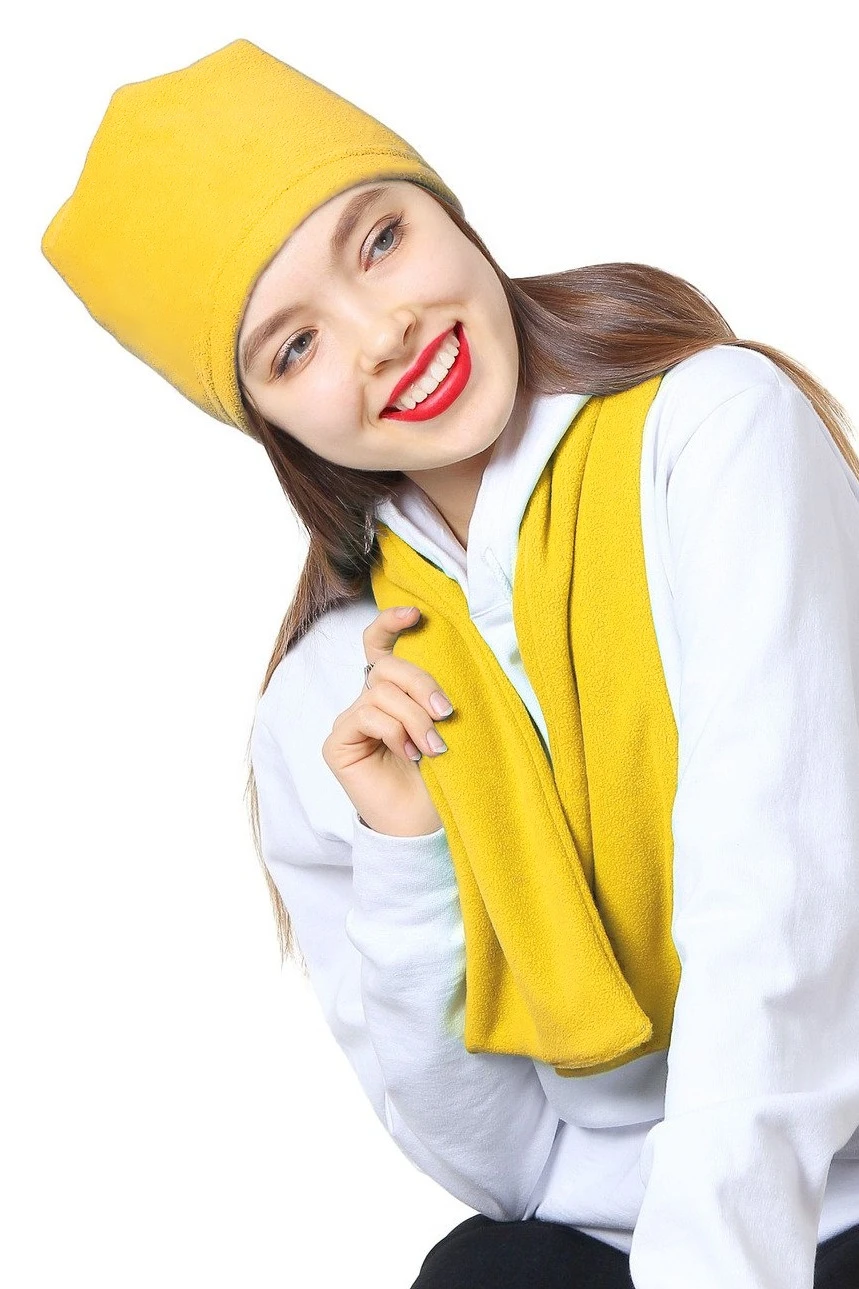 Шапка Вайт флисовая однослойная взрослая, однотонная желтая#1