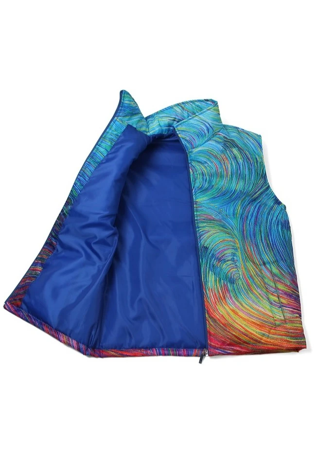 Жилет Портер на синтепоне со стежкой унисекс, с полной запечаткой "Wave"#5