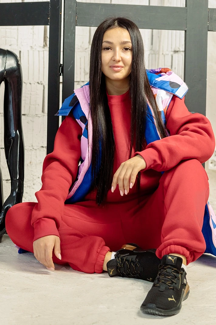 Купить брюки Хит из футера мужские красные