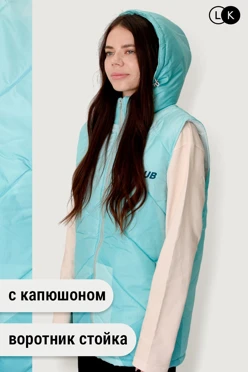 Купить жилет Стивен на синтепоне с капюшоном унисекс, с полной запечаткой