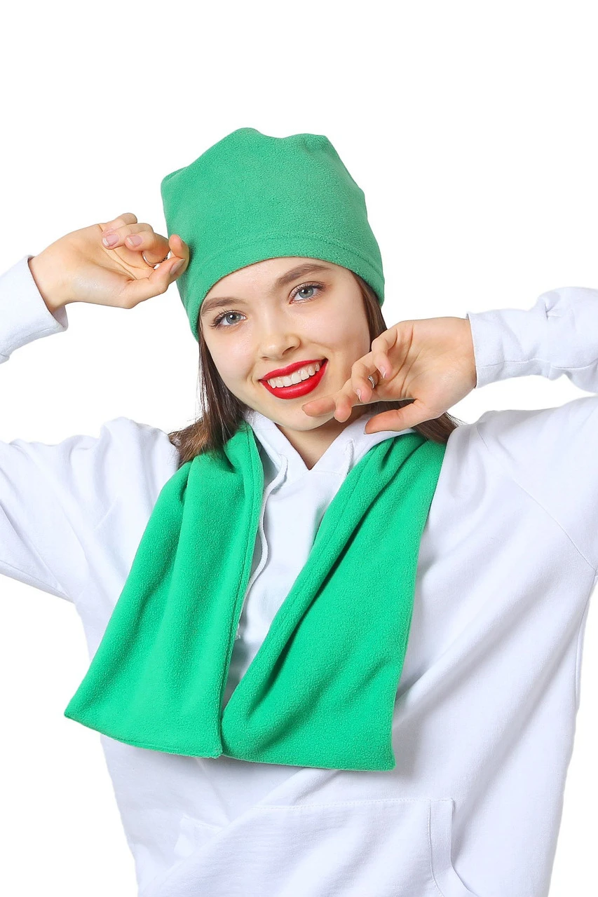 Шапка Вайт флисовая однослойная взрослая, однотонная зеленая#3 Шапка Вайт флисовая однослойная взрослая, однотонная зеленая#3