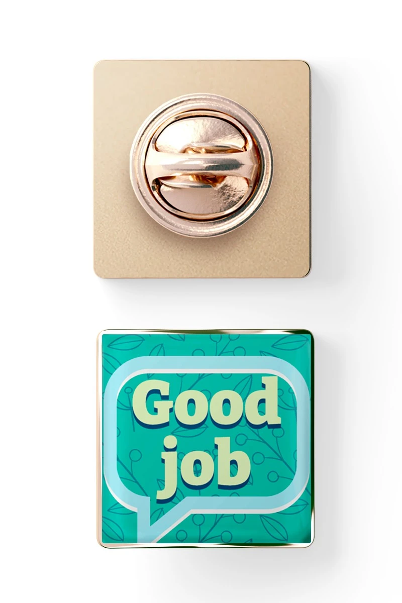 Купить значок заливной Квадрат 17х17 мм, с принтом "Good job" Купить значок заливной Квадрат 17х17 мм, с принтом "Good job"