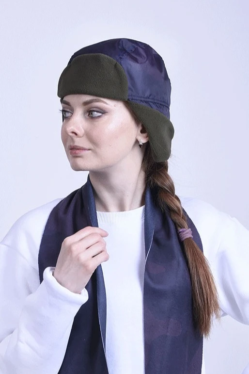 Шапка-ушанка Винтер на флисе взрослая, с полной запечаткой "Dark blue"#2 Шапка-ушанка Винтер на флисе взрослая, с полной запечаткой "Dark blue"#2