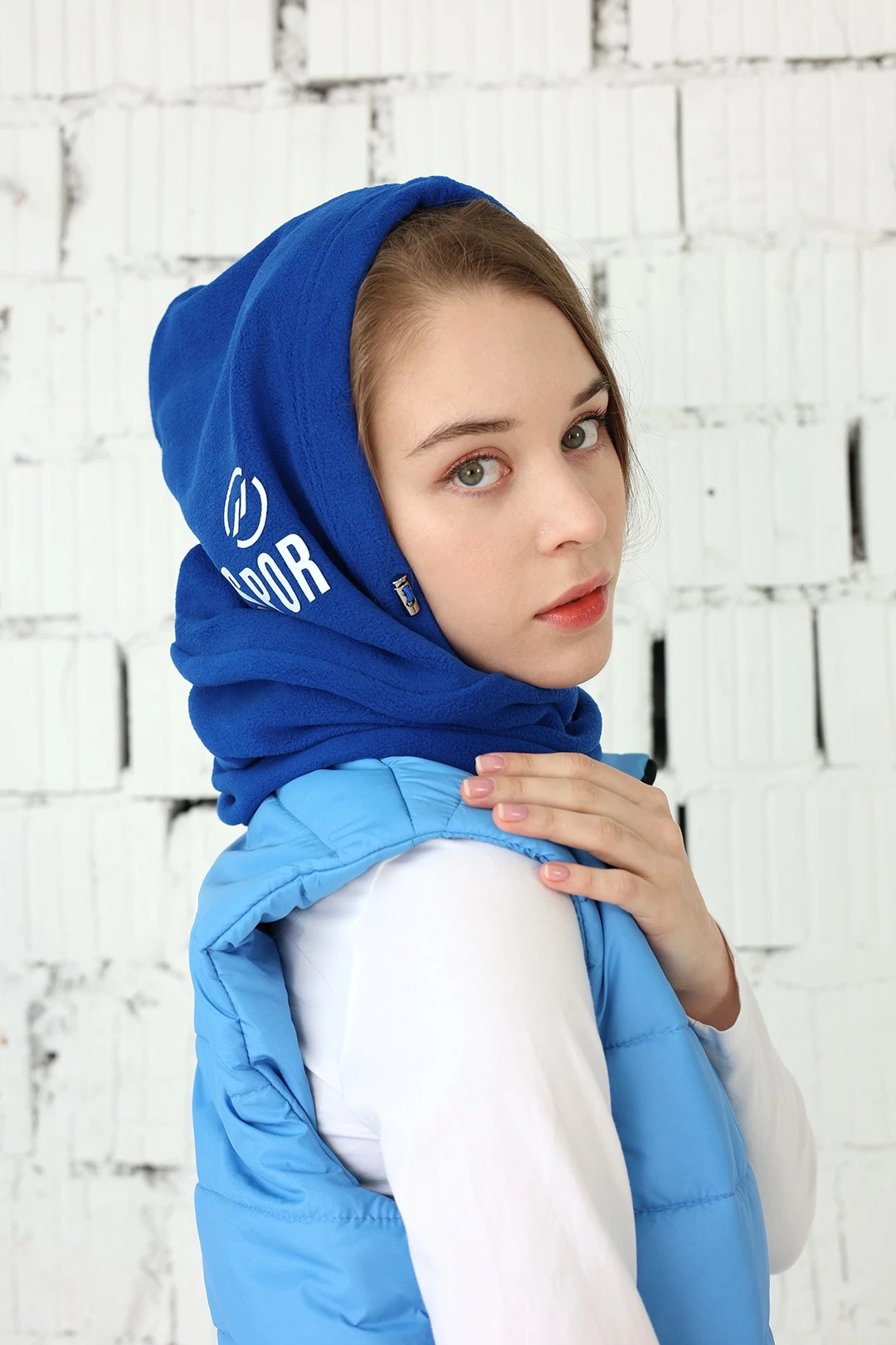 Капор Рейс флисовый взрослый, однотонный синий#1 Капор Рейс флисовый взрослый, однотонный синий#1