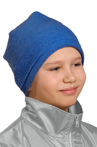 Шапка Вайт флисовая однослойная детская, однотонная синяя#1 Шапка Вайт флисовая однослойная детская, однотонная синяя#1