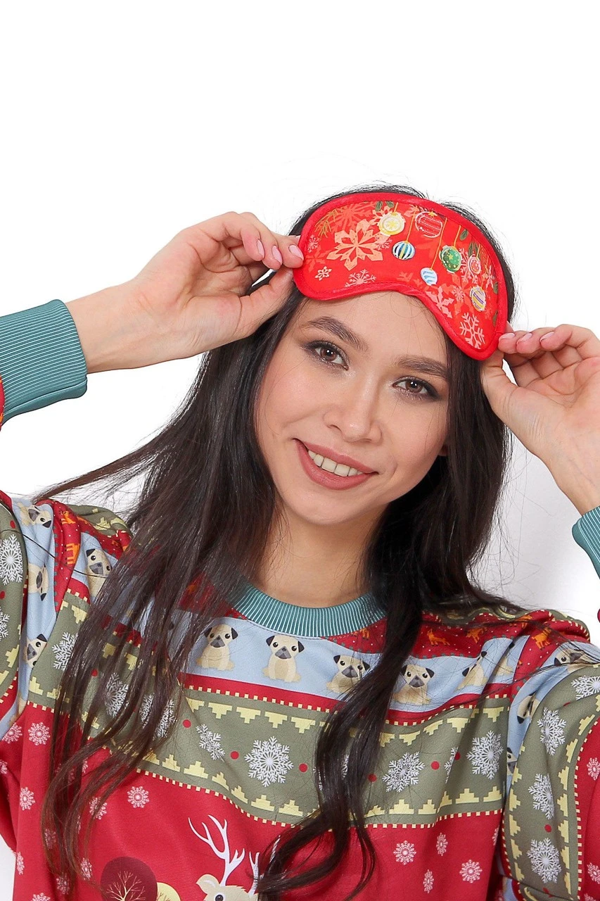 Маска для сна с принтом "Christmas tree decorations"#5