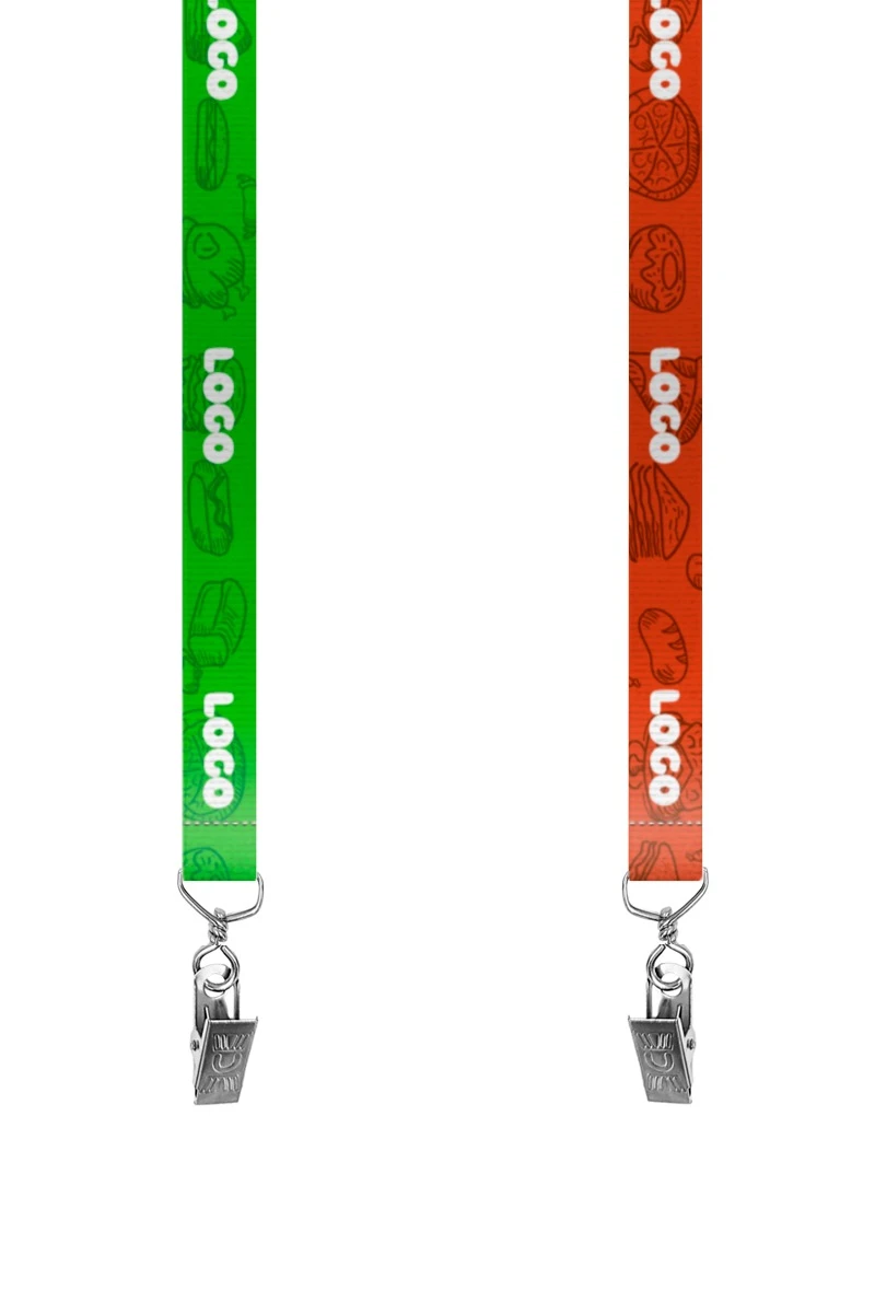 Купить ленту для бейджа репс ширина 2 см, с клипсой, с печатью "Green and Red"