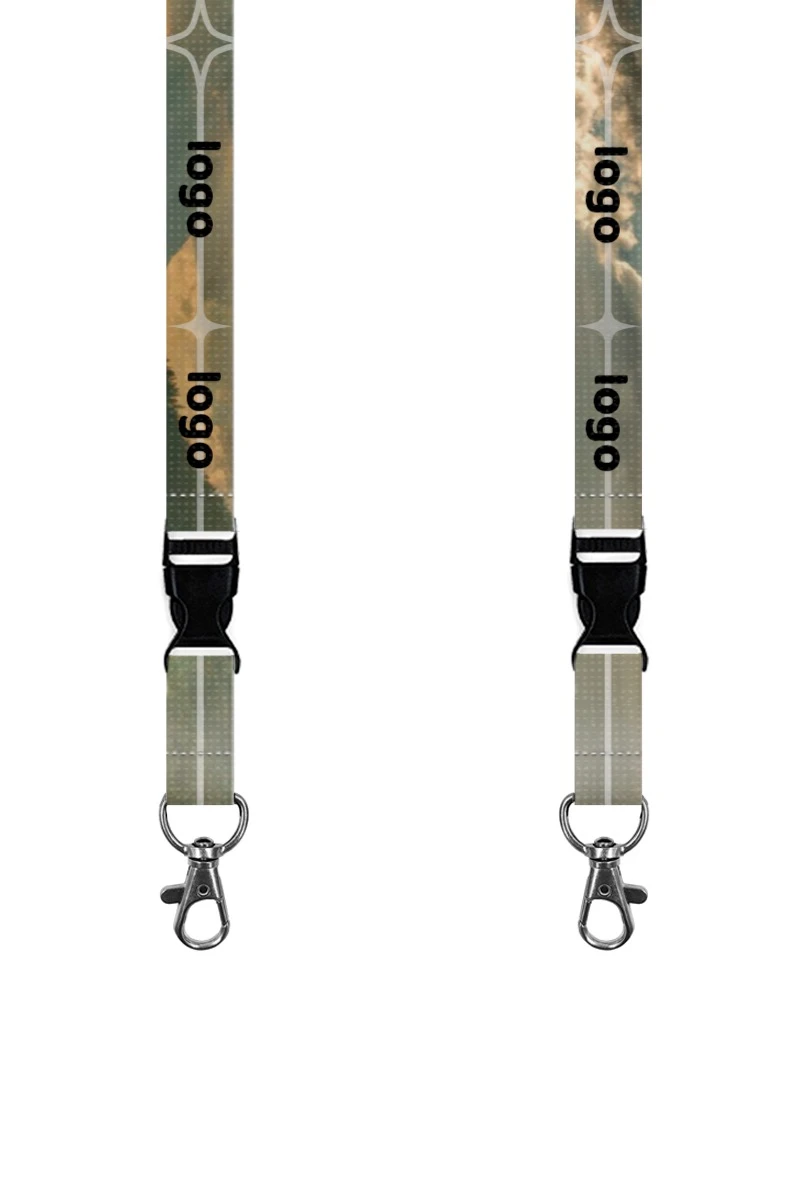 Купить ленту для бейджа блекаут ширина 2 см, с карабином-люкс и трезубцем, с печатью "Futuristic"