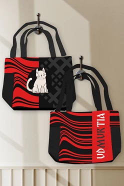 Купить сумку Тревел из двунитки 26х30х12 см, с принтом "The Udmurt Purr"