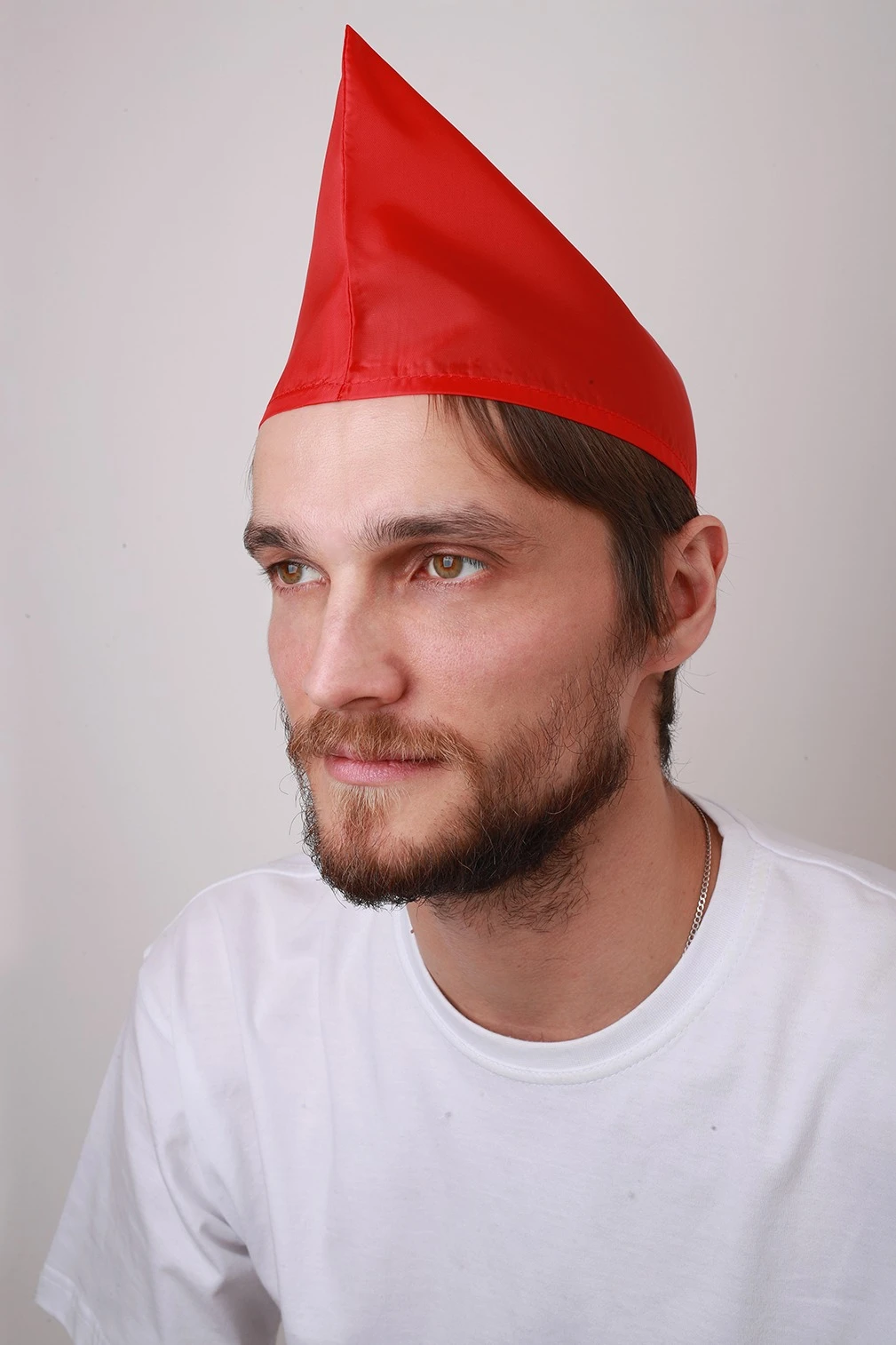 Пилотка Пионер из цветного шелка, однотонная красная#1