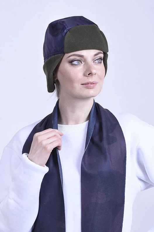 Шапка-ушанка Винтер на флисе взрослая, с полной запечаткой "Dark blue"#1 Шапка-ушанка Винтер на флисе взрослая, с полной запечаткой "Dark blue"#1