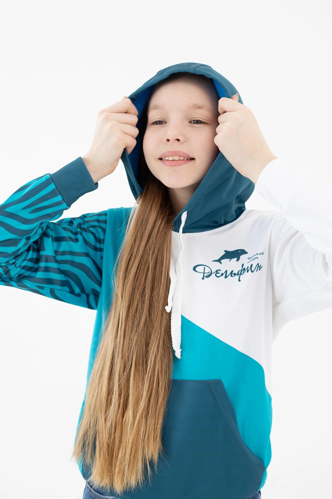 Худи Томми детский из адидаса с полной запечаткой "Dolphin"#2