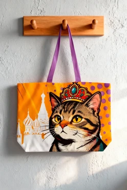 Купить сумку Комби из греты 40х30х10 см, с принтом "Moscow cat"