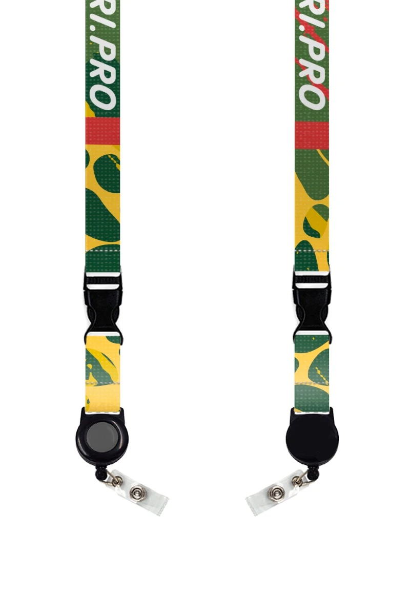 Купить ленту для бейджа блекаут ширина 2 см, с ретрактором и трезубцем, с печатью "Inari"