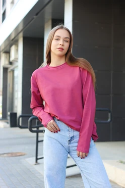 Купить лонгслив Фрэнсис унисекс однотонный (хлопок) бордовый