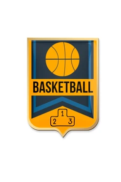 Купить значок заливной Герб 30х22 мм, с принтом "Basketball"