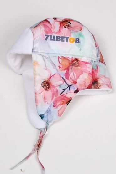 Шапка-ушанка Винтер на флисе детская, с полной запечаткой "7 Flowers"#1 Шапка-ушанка Винтер на флисе детская, с полной запечаткой "7 Flowers"#1