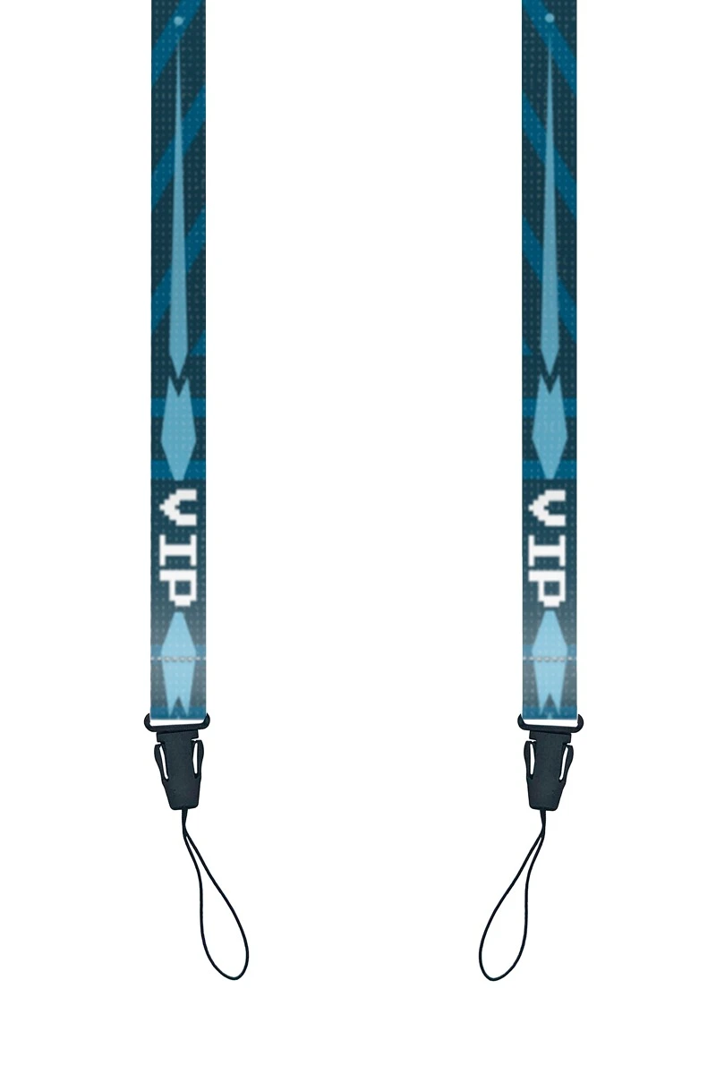 Купить ленту для бейджа блекаут ширина 1,5 см, с клипсой и замком безопасного разрыва, с печатью "VIP"