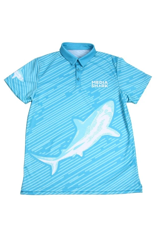 Поло Стар унисекс из ложной сетки с полной запечаткой "Media Shark"#6