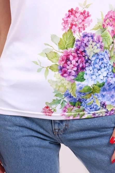 Футболка Гэлэкси V-ворот женская из ложной сетки с принтом "Flowers"#2