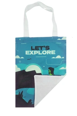 Купить сумку Айрис из льна 25х35, печатьс одной стороны "Lets Explore 2"