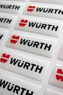 Купить наклейку заливную 5х2 см, с нанесением "Wurth"
