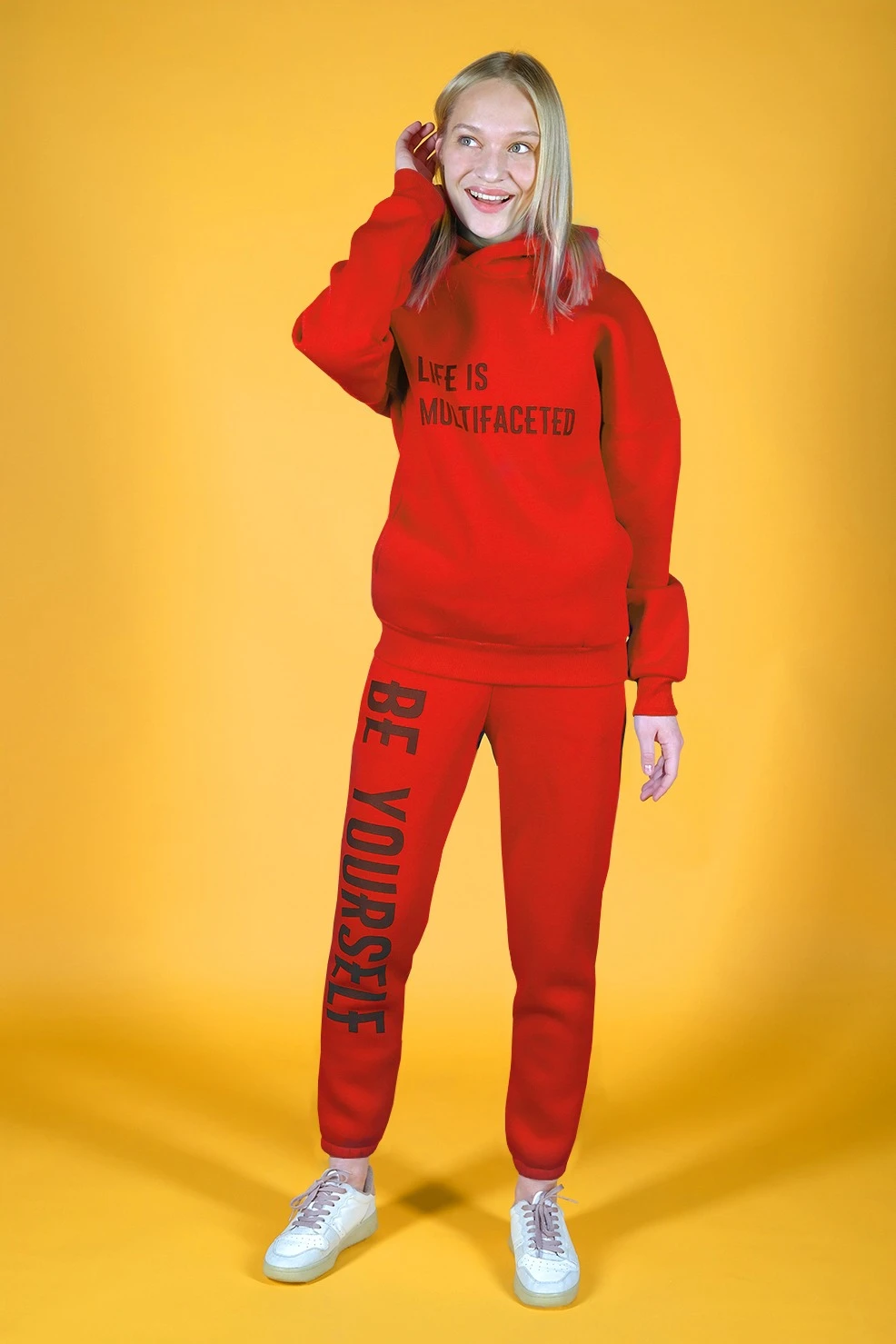 Худи Кинг из футера унисекс, однотонная красная#1