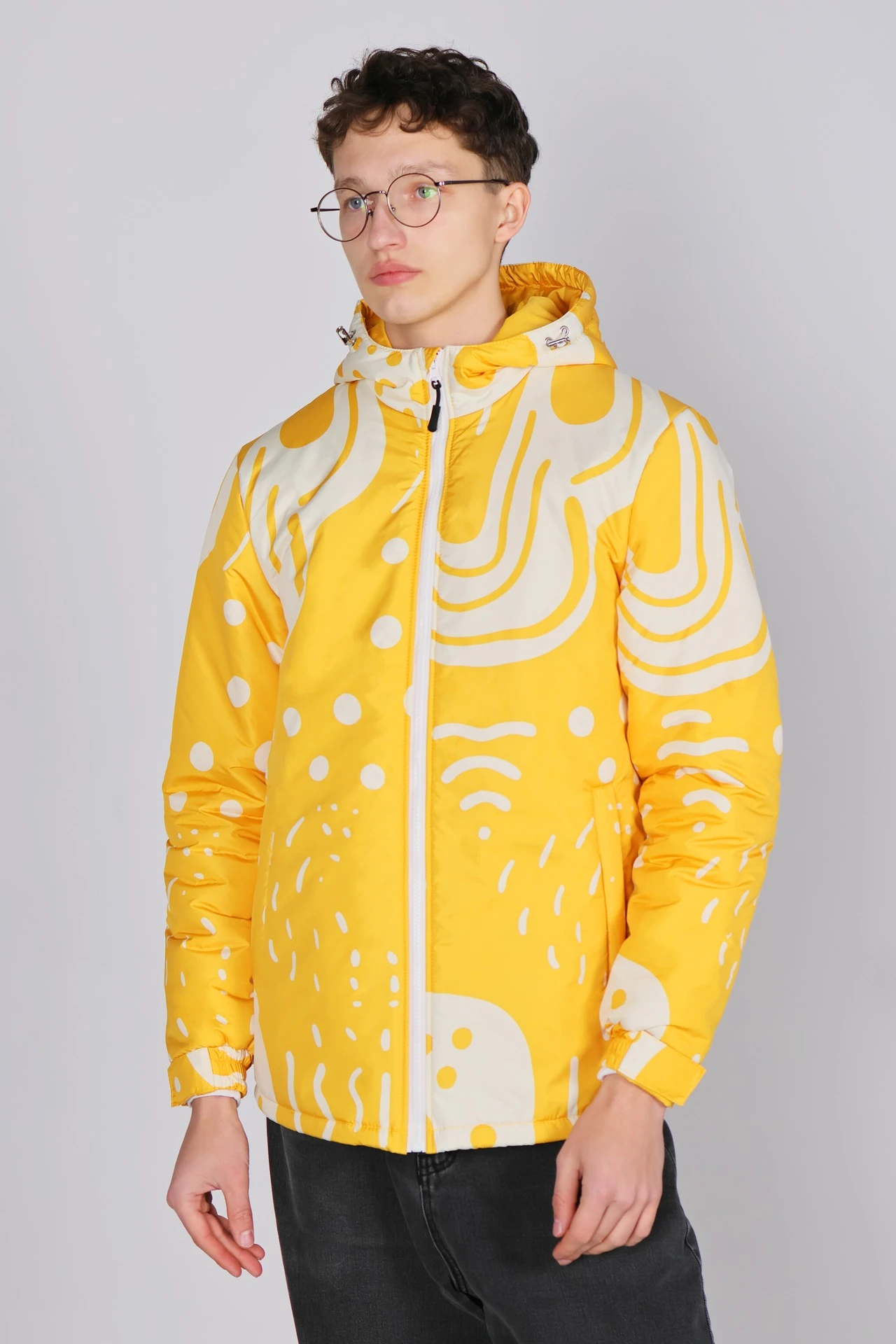 Купить куртку Норд с капюшоном на синтепоне унисекс, с полной запечаткой "Abstraction"