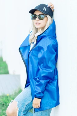 Купить ветровку Арчи с капюшоном унисекс, однотонная синюю
