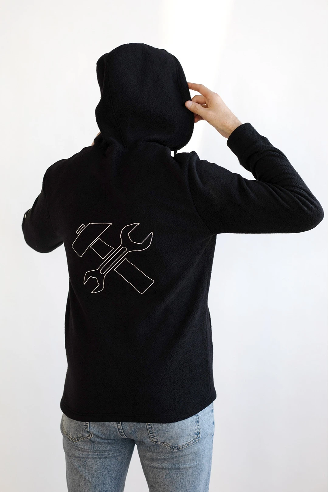 Толстовка Харисон флисовая с капюшоном унисекс, однотонная черная#2 Толстовка Харисон флисовая с капюшоном унисекс, однотонная черная#2