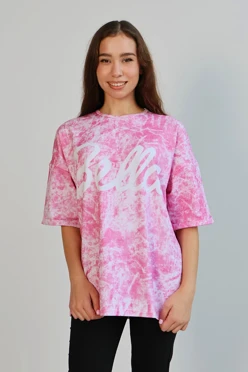 Купить футболку Бен оверсайз унисекс из кулирки хб с полной запечаткой "Hello"