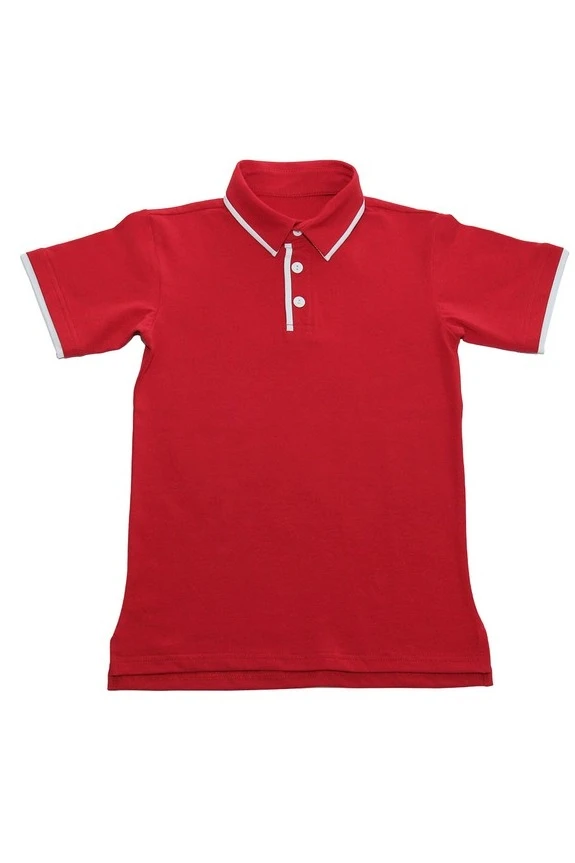 Поло Лайн детская комбинированная красная (хлопок)#1