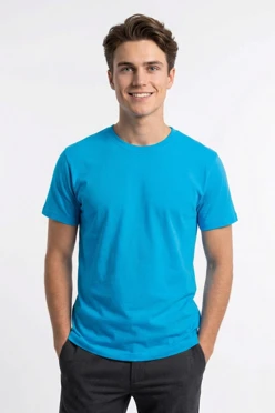 Купить футболку Ампир унисекс, однотонную голубую (хлопок)