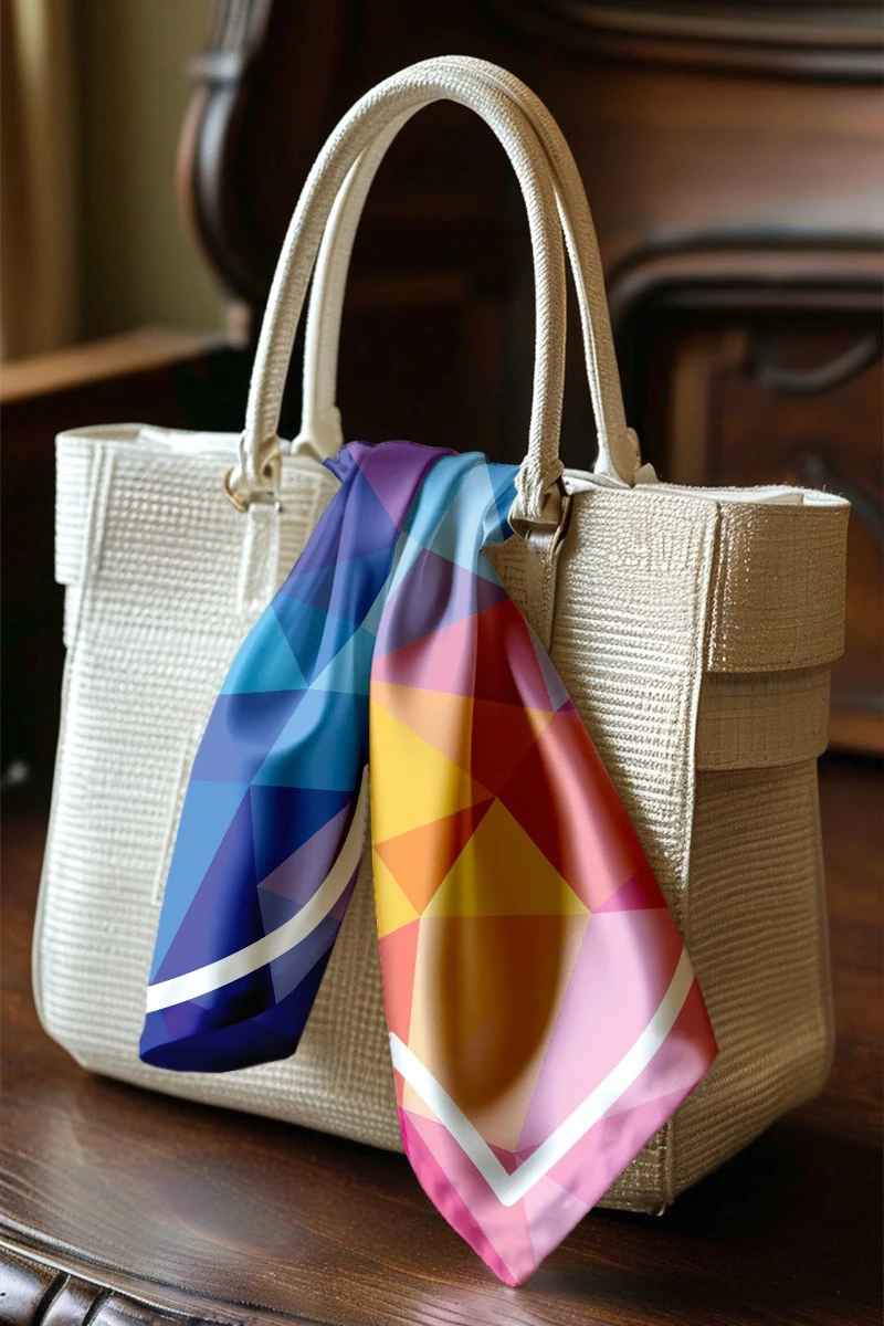 Платок Шанель 80х80 см, с полной запечаткой "Geometric gradient"#1