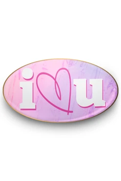 Купить значок заливной Овал 21х12 мм, с принтом "I love you"