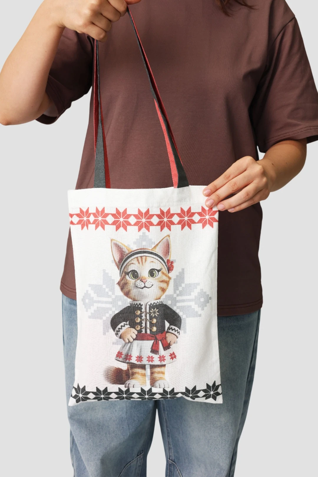 Купить сумку Айрис из льна 25х35 см, с принтом на двух сторонах"Cat"