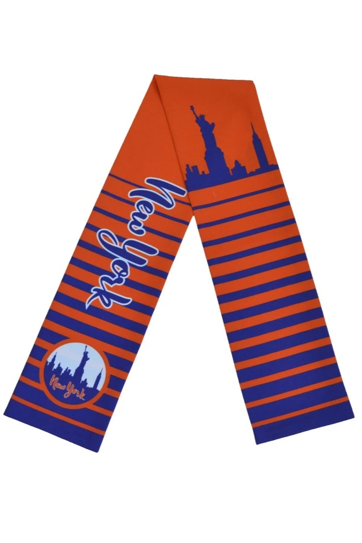 Шарф двухслойный легкий 15х120 см, с полной запечаткой "New York"#6 Шарф двухслойный легкий 15х120 см, с полной запечаткой "New York"#6