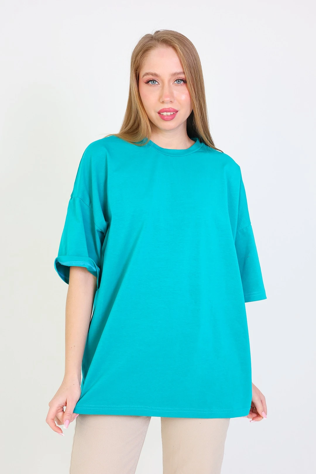 Футболка Ричмонд оверсайз унисекс однотонная (хлопок), бирюзовая#2 Футболка Ричмонд оверсайз унисекс однотонная (хлопок), бирюзовая#2
