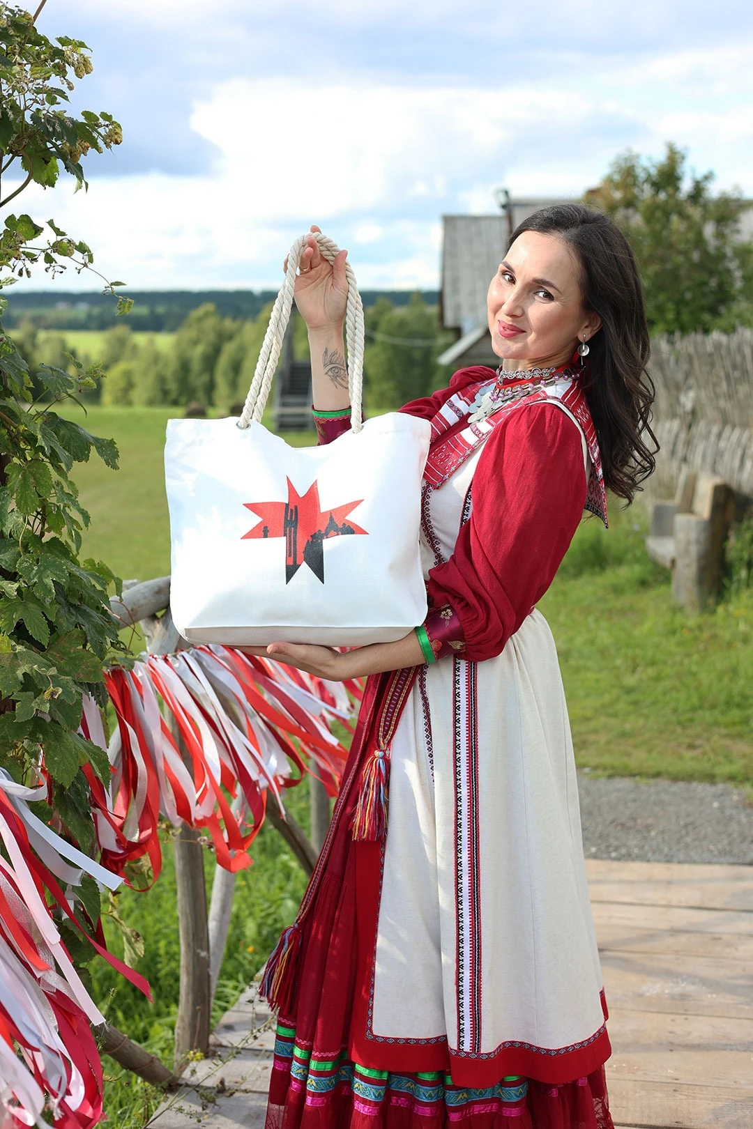 Сумка Бора из канваса 45х35х12 см, с принтом на двух сторонах "From Izhevsk"#3