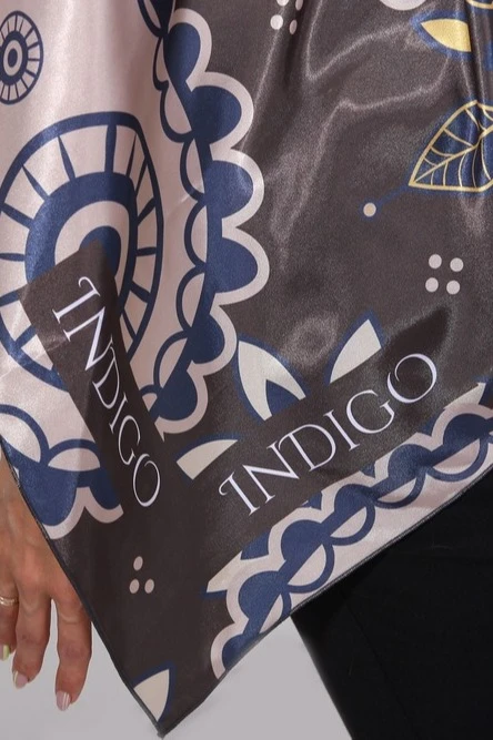 Платок Шанель 90х90 см, с полной запечаткой "Indigo"#1