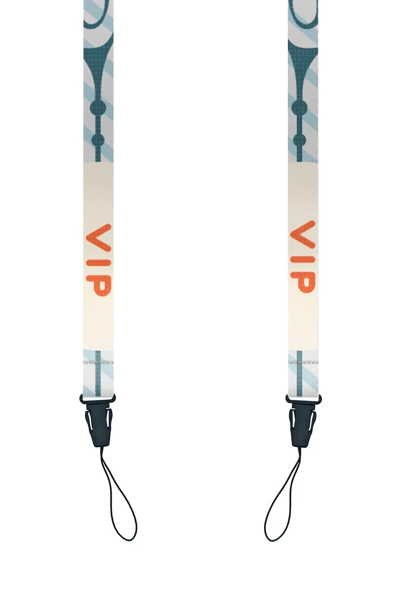 Купить ленту для бейджа блекаут ширина 1,5 см, с фастексом, с печатью "VIP"