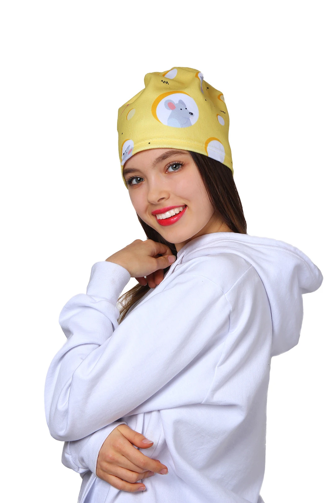 Шапка Лав флисовая однослойная взрослая, с полной запечаткой "Mouse"#3