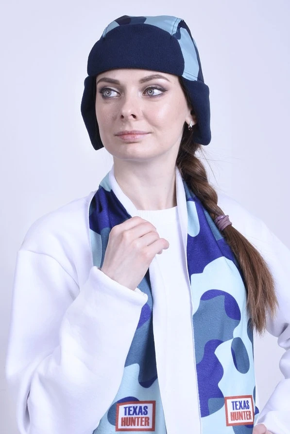 Шапка-ушанка Винтер на флисе взрослая, с полной запечаткой "Camouflage"#1